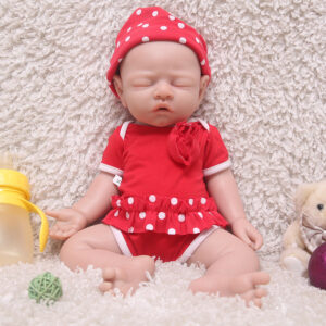 17 inch Eye Closed Full Body Silicone Baby Dolls, Not Vinyl Dolls, Bald Mouth Open Lifelike Silicone Dolls Asleep Full Silicone Baby - Girl - TRANSWEET