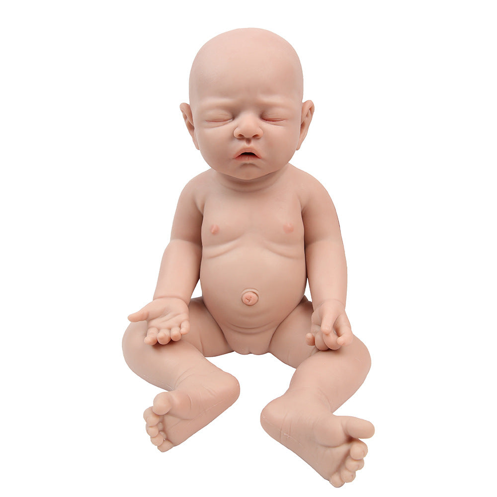 17 inch Eye Closed Full Body Silicone Baby Dolls, Not Vinyl Dolls, Bald Mouth Open Lifelike Silicone Dolls Asleep Full Silicone Baby - Girl - TRANSWEET