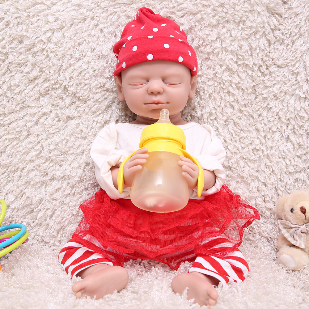 19 inch Eye Closed Full Body Silicone Baby Dolls, Not Vinyl Dolls, Reborn Silicone Dolls Full Silicone Baby Girl - TRANSWEET