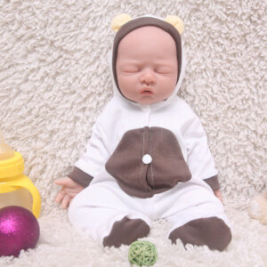 17 inch Eye Closed Full Body Silicone Baby Dolls, Not Vinyl Dolls, Bald Mouth Open Lifelike Silicone Dolls Asleep Full Silicone Baby - Boy - TRANSWEET