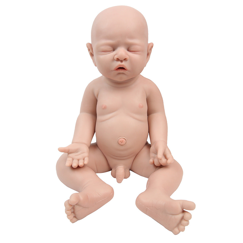 17 inch Eye Closed Full Body Silicone Baby Dolls, Not Vinyl Dolls, Bald Mouth Open Lifelike Silicone Dolls Asleep Full Silicone Baby - Boy - TRANSWEET