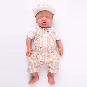 18 inch Eye Closed Full Body Silicone Baby Dolls, Not Vinyl Dolls, Bald Mouth Open Lifelike Silicone Dolls Asleep Full Silicone Baby - Boy - TRANSWEET