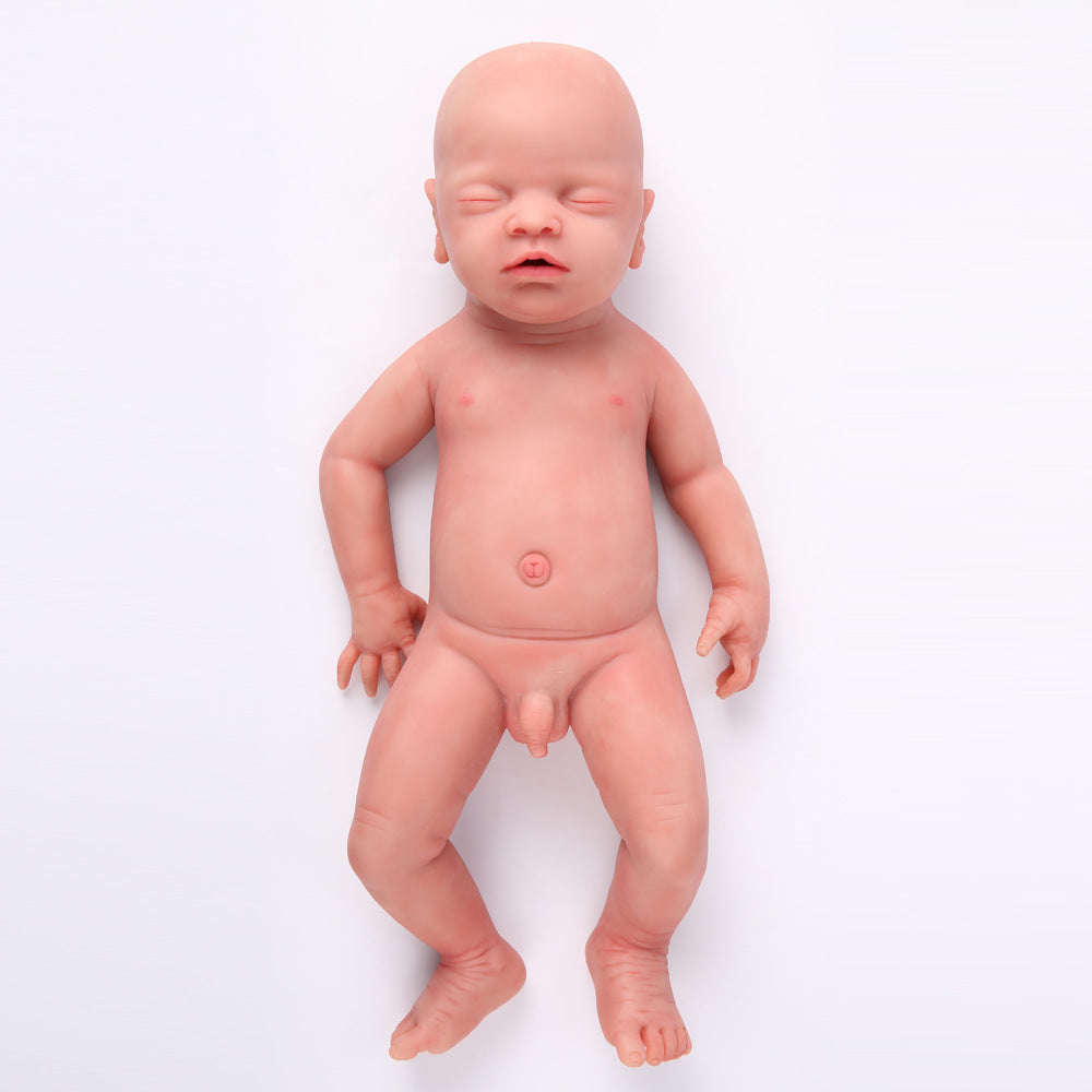 18 inch Eye Closed Full Body Silicone Baby Dolls, Not Vinyl Dolls, Bald Mouth Open Lifelike Silicone Dolls Asleep Full Silicone Baby - Boy - TRANSWEET