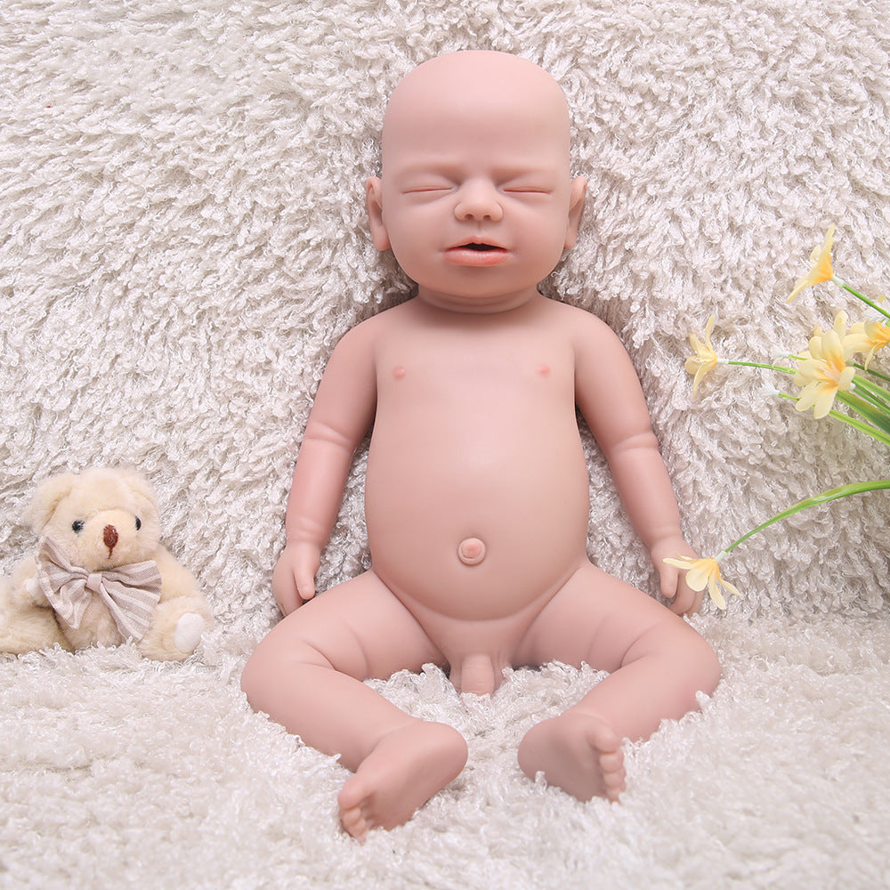 19 inch Eye Closed Full Body Silicone Baby Dolls, Not Vinyl Dolls, Reborn Silicone Dolls Full Silicone Baby Boy - TRANSWEET