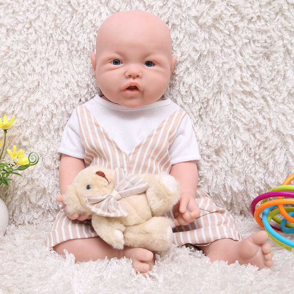 17 inch Full Body Silicone Baby Dolls , Non Vinyl Dolls, Realistic Newborn Silicone Baby Doll Mouth Open for Children Gifts Doll Collectors- Boy - TRANSWEET