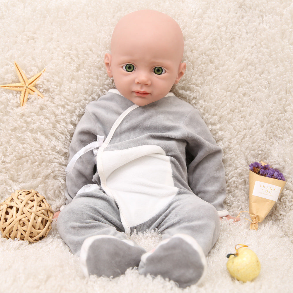 20 Inch Eyes Open Full Body Silicone Baby Dolls Realistic, Non Vinyl Dolls, Bald Newborn Silicone Dolls Full Silicone Baby Boy - TRANSWEET