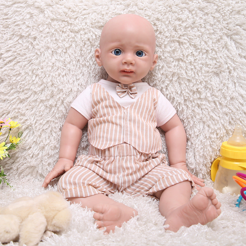20 Inch Eyes Open Full Body Silicone Baby Dolls Realistic, Non Vinyl Dolls, Bald Newborn Silicone Dolls Full Silicone Baby Boy - TRANSWEET