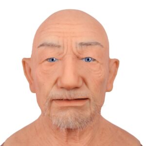 TRANSWEET Silicone Male Headgear Old William Realistic Silicone Masquerade Full Head Tricky Props - TRANSWEET