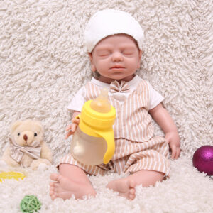 19 inch Eye Closed Full Body Silicone Baby Dolls, Not Vinyl Dolls, Reborn Silicone Dolls Boy - TRANSWEET