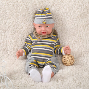 23.2 inch Eyes Open Full Body Silicone Baby Dolls, Realistic Reborn Real Baby Dolls Mouth Open -Boy - TRANSWEET