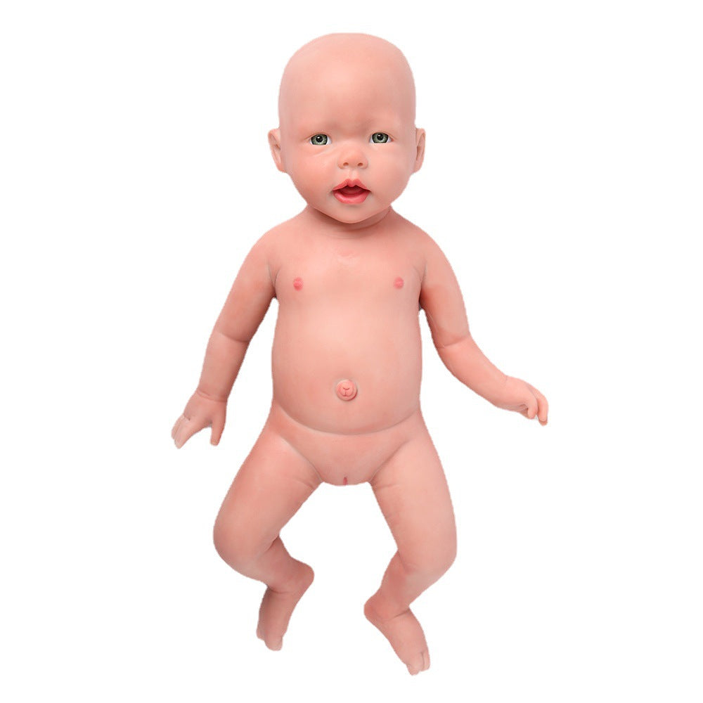 20 inch Full Body Silicone Baby Dolls, Not Vinyl Dolls, Bald Mouth Open Lifelike Silicone Doll - Girl - TRANSWEET