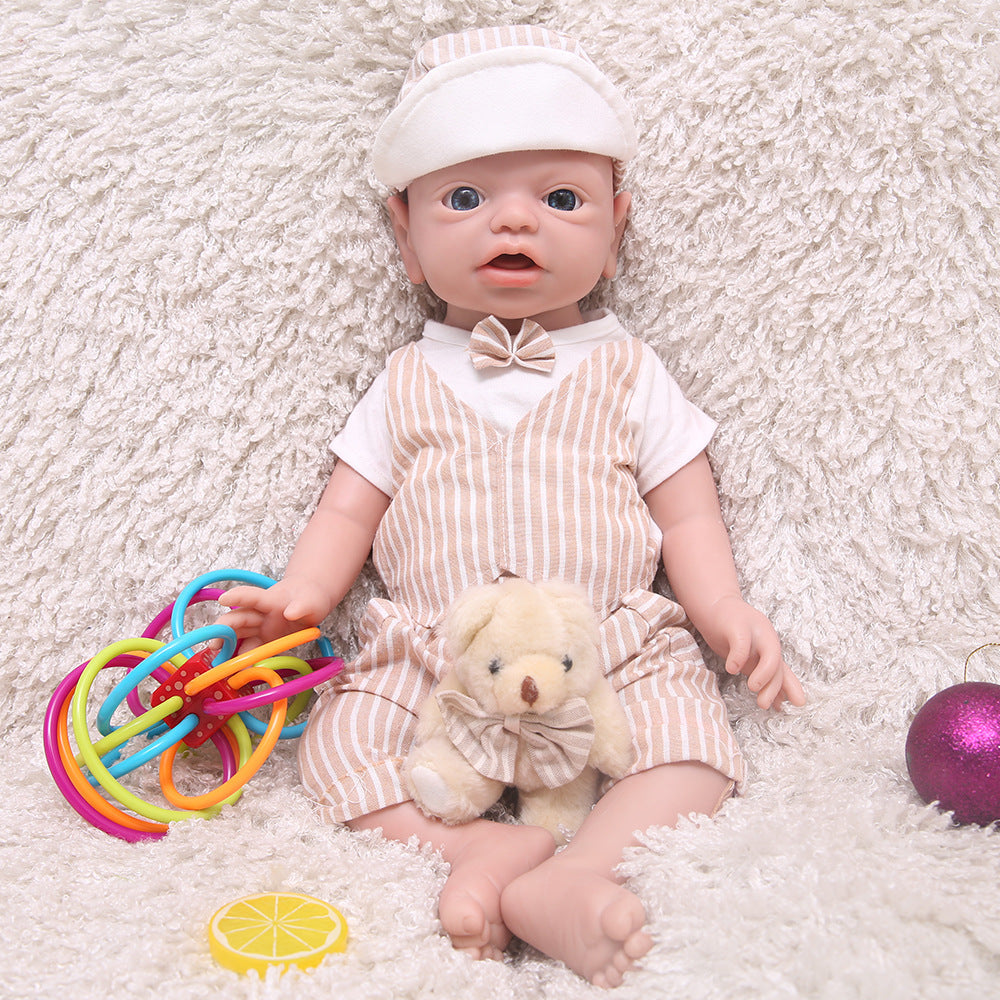 21 inch Eyes Open Full Body Silicone Baby Dolls , Non Vinyl Dolls, Real Full Weighted Silicone Baby Doll for Children Gifts Doll Collectors- Boy - TRANSWEET