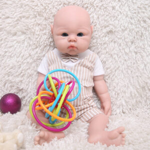 18 Inch Full Silicone Baby Dolls That Look Real, Not Vinyl Dolls, Eyes Open Realistic Newborn Bald Silicone Baby Girl - TRANSWEET