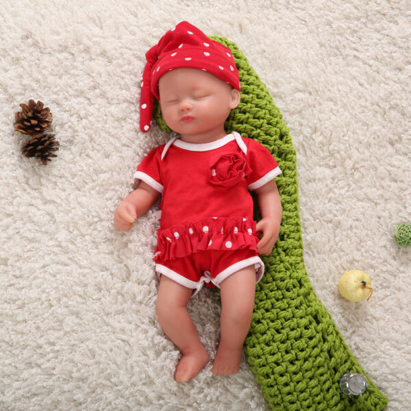 15 Inch Silicone Doll Mini Realistic Newborn Baby Dolls Eyes Closed Silicone Full Body Girl - TRANSWEET