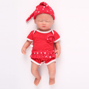 15 Inch Silicone Doll Mini Realistic Newborn Baby Dolls Eyes Closed Silicone Full Body Girl - TRANSWEET