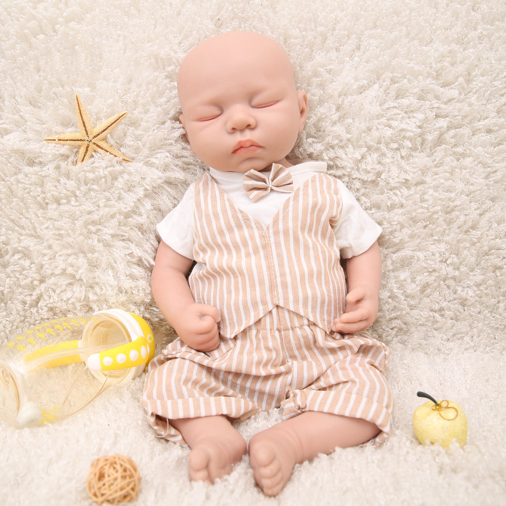 18 inch Eye Closed Full Body Silicone Baby Dolls, Not Vinyl Dolls,  Asleep Full Silicone Baby -Boy - TRANSWEET