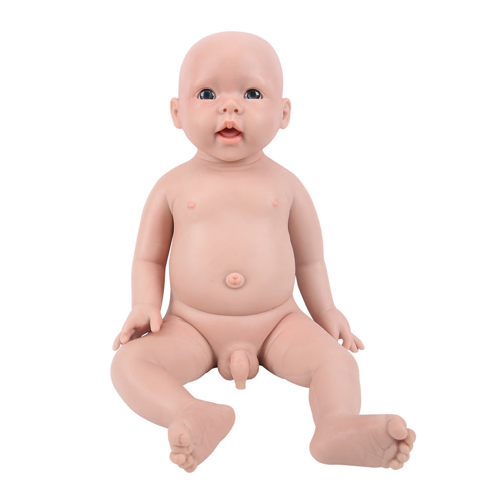 20 inch Full Body Silicone Baby Dolls, Not Vinyl Dolls, Bald Mouth Open Lifelike Silicone Doll - Boy - TRANSWEET