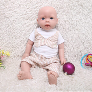 20 inch Full Body Silicone Baby Dolls, Not Vinyl Dolls, Bald Mouth Open Lifelike Silicone Doll - Boy - TRANSWEET