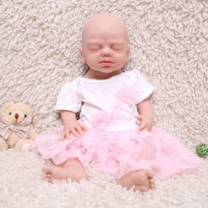 19 inch Eye Closed Full Body Silicone Baby Dolls, Not Vinyl Dolls, Asleep Full Silicone Baby - Girl - TRANSWEET