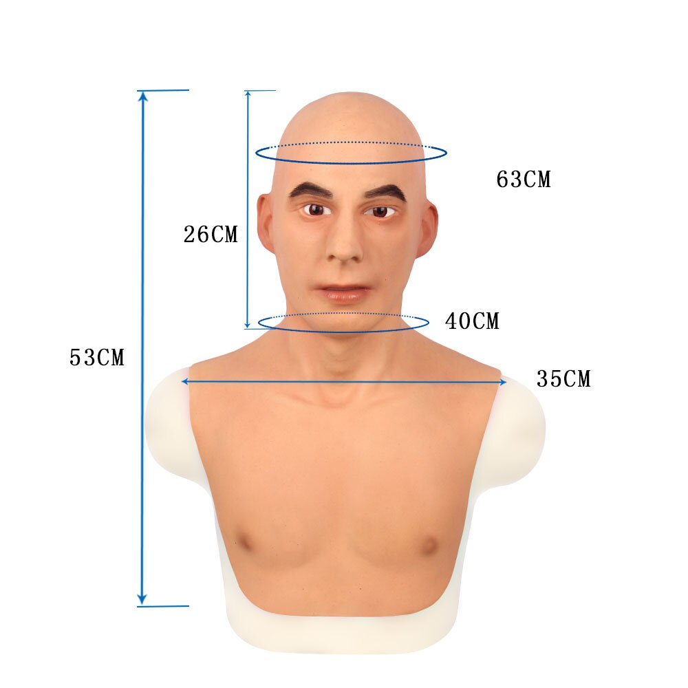 Realistic Silicone Men Full Head Mask Halloween Fancy Dress Rubber Party Adult Cosplay Birthday Gifts Masquerade - TRANSWEET