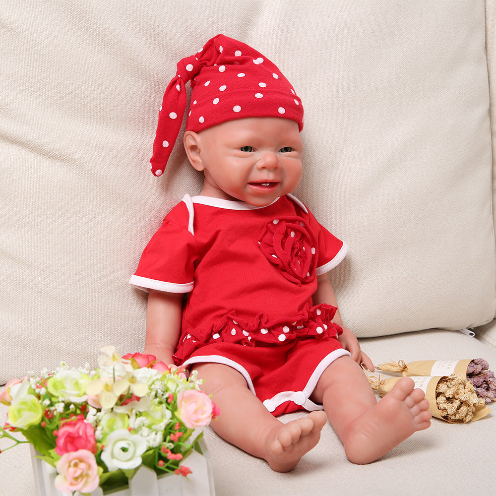19 inch Full Silicone Baby Dolls Bald, Non Vinyl Dolls, Realistic Newborn Baby Doll Mouth Open for Children Gifts Doll Collectors- Girl - TRANSWEET