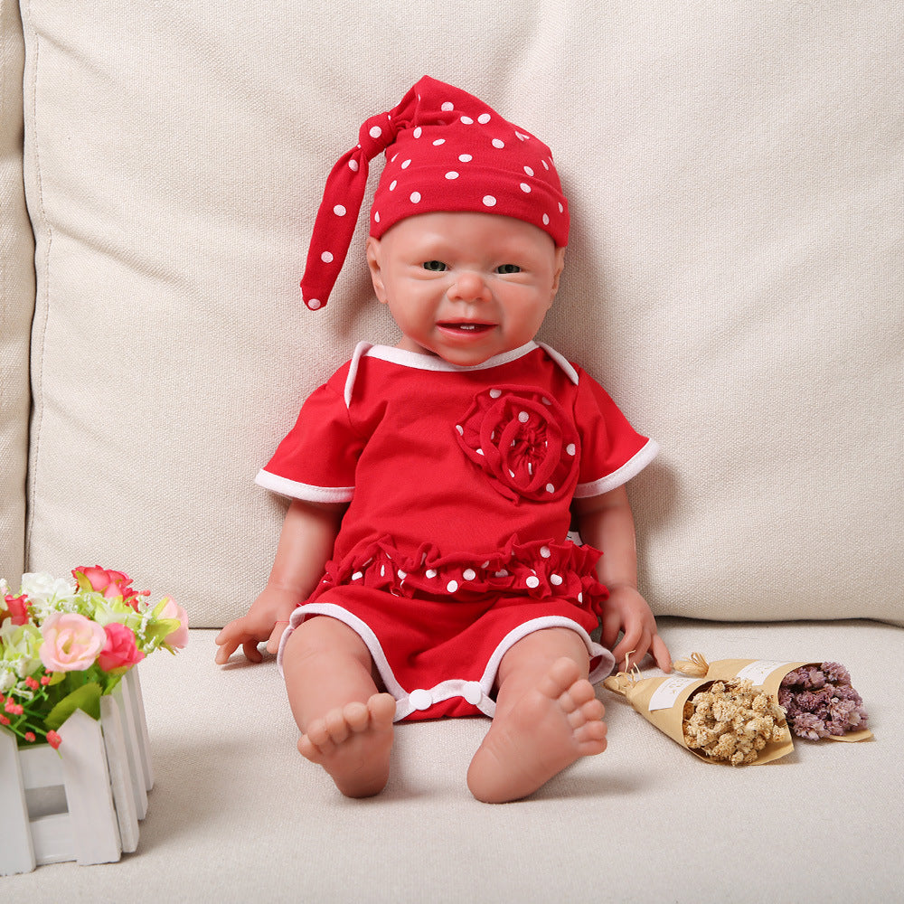 19 inch Full Silicone Baby Dolls Bald, Non Vinyl Dolls, Realistic Newborn Baby Doll Mouth Open for Children Gifts Doll Collectors- Girl - TRANSWEET