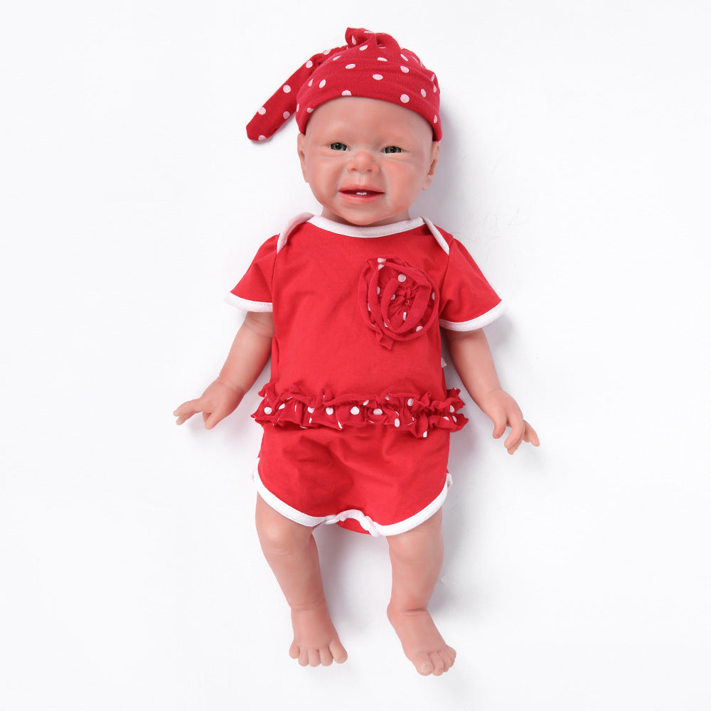 19 inch Full Silicone Baby Dolls Bald, Non Vinyl Dolls, Realistic Newborn Baby Doll Mouth Open for Children Gifts Doll Collectors- Girl - TRANSWEET