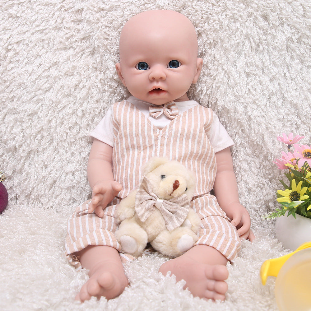 19 Inch Eyes Open Full Body Silicone Baby Dolls Realistic, Non Vinyl Dolls, Reborn Silicone Dolls Boy - TRANSWEET
