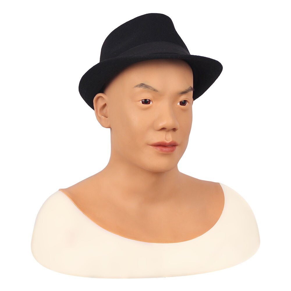 Silicone Realistic Full Face Man Male Head Fetish Mask Masquerade Cosplay Transgender Party Gifts For Friends - TRANSWEET