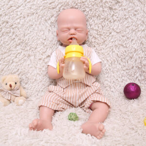 21 inch Eye Closed Full Body Silicone Baby Dolls, Not Vinyl Dolls, Newborn Silicone Dolls Mouth Open Boy - TRANSWEET