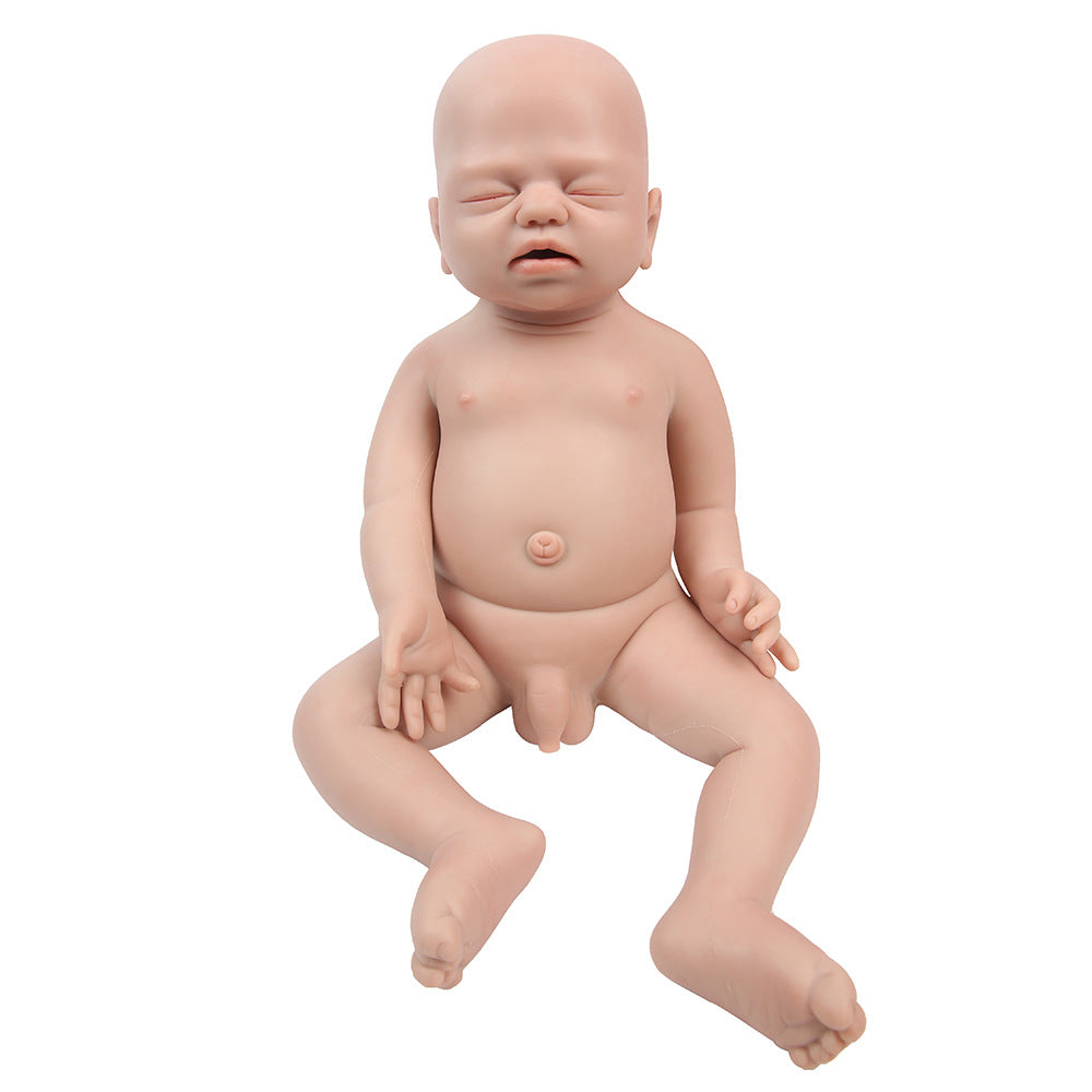 21 inch Eye Closed Full Body Silicone Baby Dolls, Not Vinyl Dolls, Newborn Silicone Dolls Mouth Open Boy - TRANSWEET