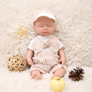 15 Inch Silicone Doll Mini Realistic Newborn Baby Dolls Eyes Closed Silicone Full Body Boy - TRANSWEET