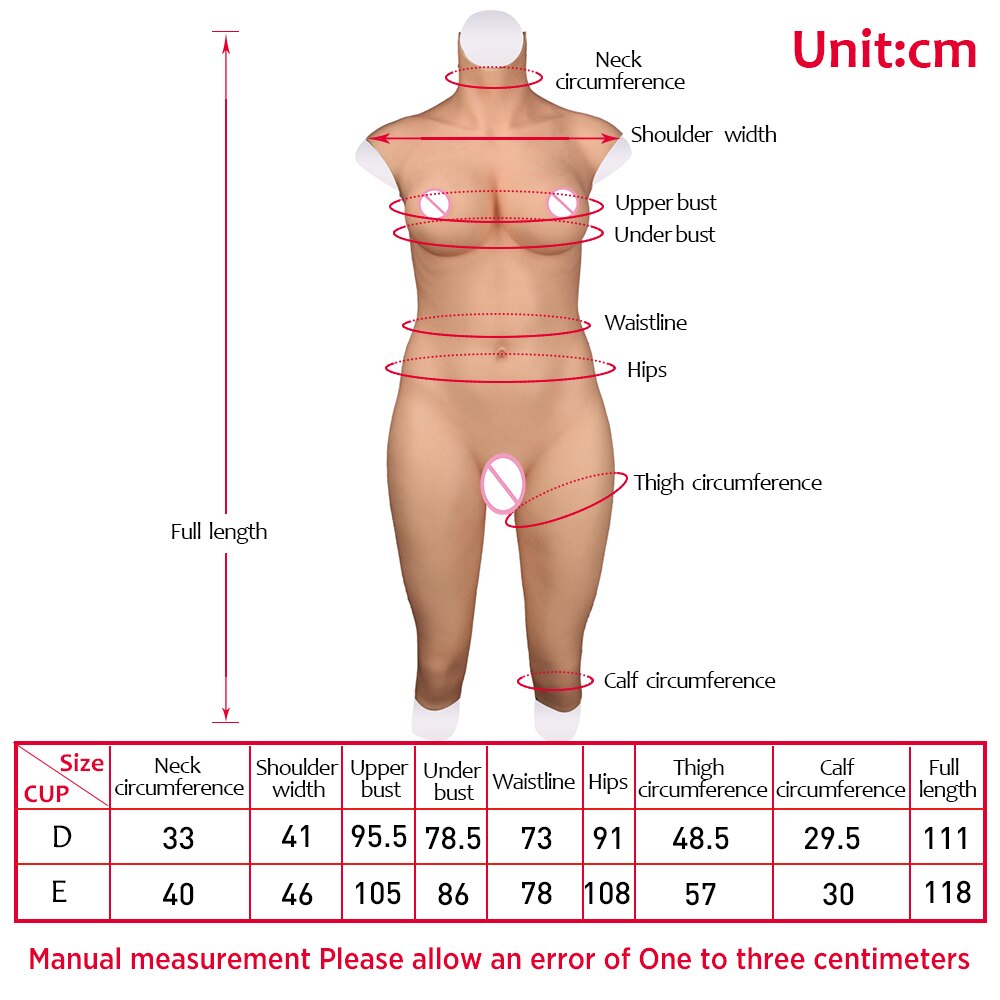 7th BodySuits D E Cup Fullbody 5-point Pants Transgender Drag Queen Cosplay Breast Forms - TRANSWEET