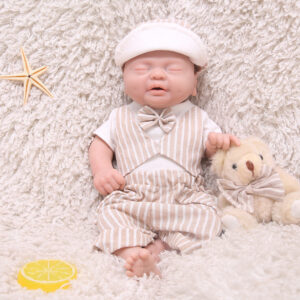 14 inch Eyes Closed Full Body Silicone Baby Dolls Bald, Not Vinyl Dolls, Lifelike Realistic Baby Dolls Boy - TRANSWEET